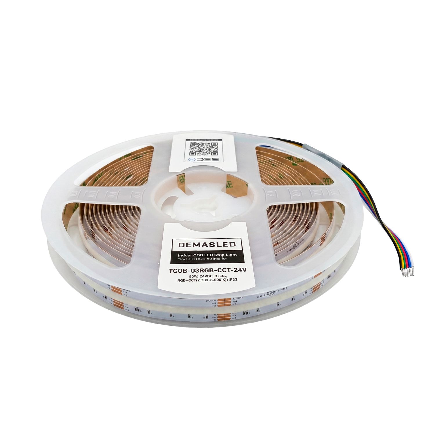 12mm COB LED Strip RGB+CCT 2700-6500K 24V 16W/m 860lm/m 840LED/m 16.4ft