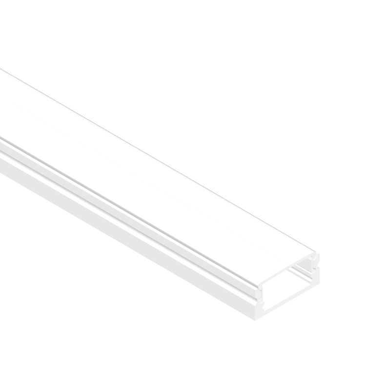 Surface Mount White Aluminum Profile, Flat with Cover, 6.56ft 0.67x0.28in