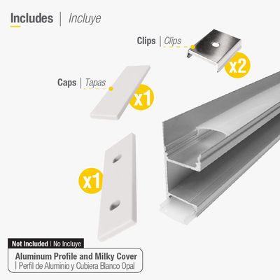 Kit of 2 Caps and 2 Clips for Aluminum Profile, comp. PER-33-2M