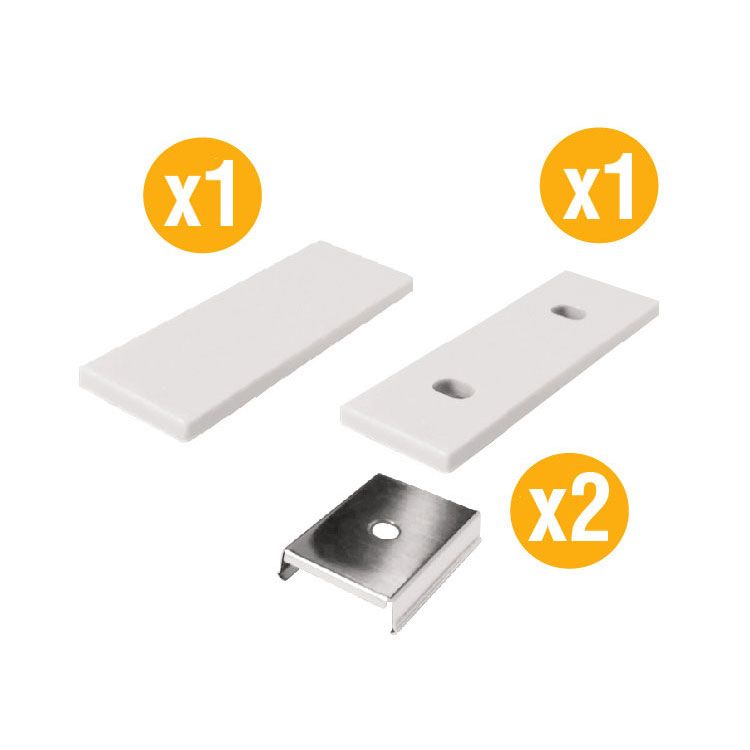 Kit of 2 Caps and 2 Clips for Aluminum Profile, comp. PER-33-2M