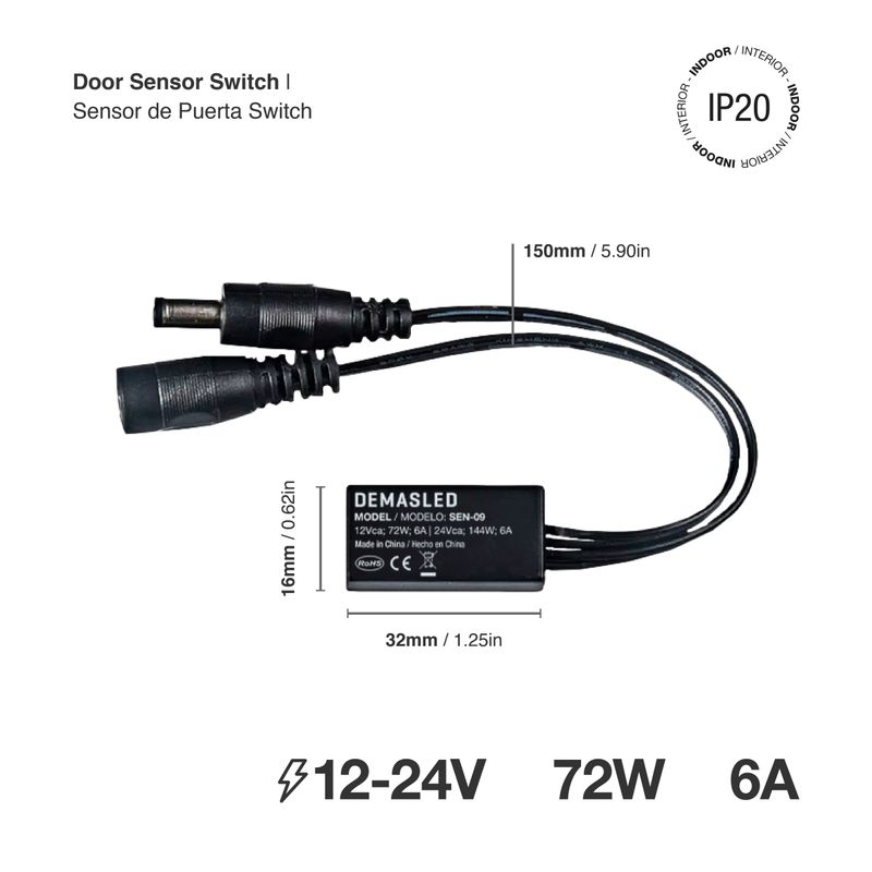 Door Sensor LED Switch 5-24V Inductive On/Off for Cabinet and Closet Lights