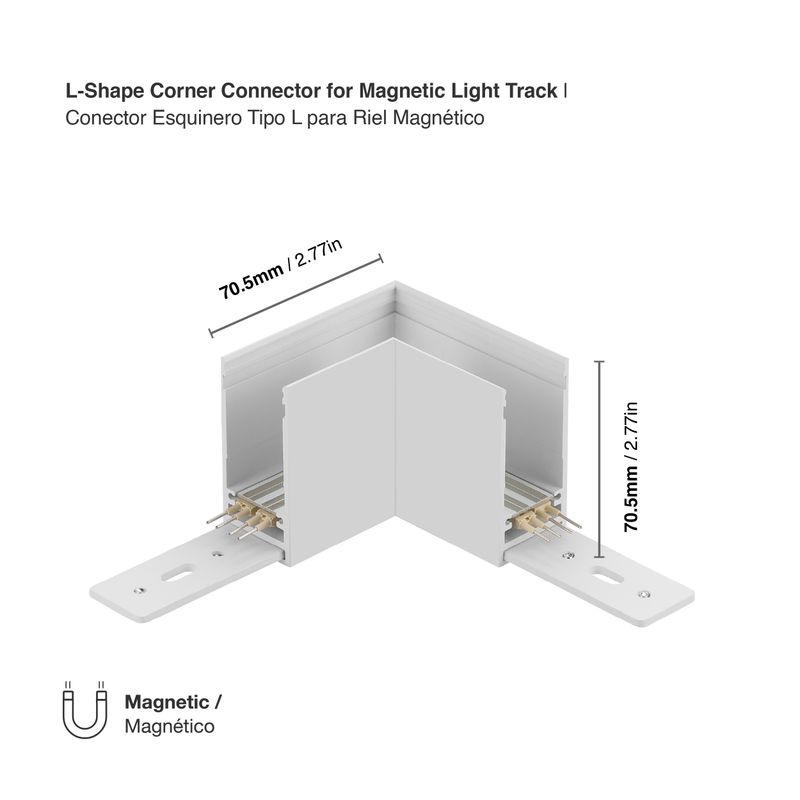 L-Shape Corner Connector for White Magnetic Light Track, Surface Mount, 90°