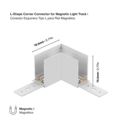 L-Shape Corner Connector for White Magnetic Light Track, Surface Mount, 90°