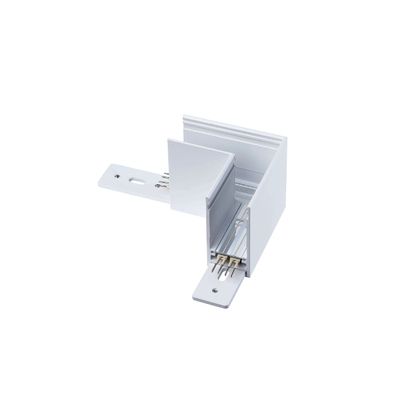 White L-Corner Connector for Surface-Mount Magnetic Track