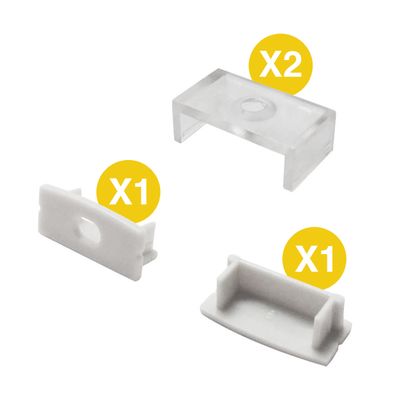 Kit of 2 Caps and 2 Clips for Aluminum Profile