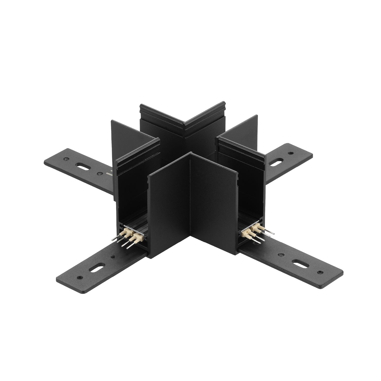 X-Shape Corner Connector for Black Magnetic Light Track, Surface Mount