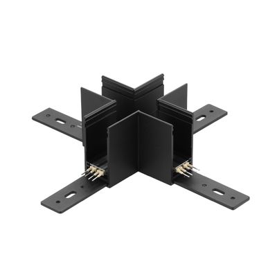 X-Shape Corner Connector for Black Magnetic Light Track, Surface Mount