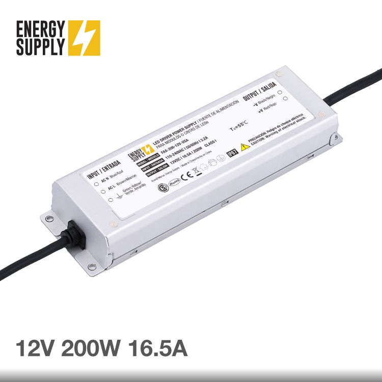 Outdoor Waterproof Power Supply IP67, 12V 16.5A 198W. 110-240vAc