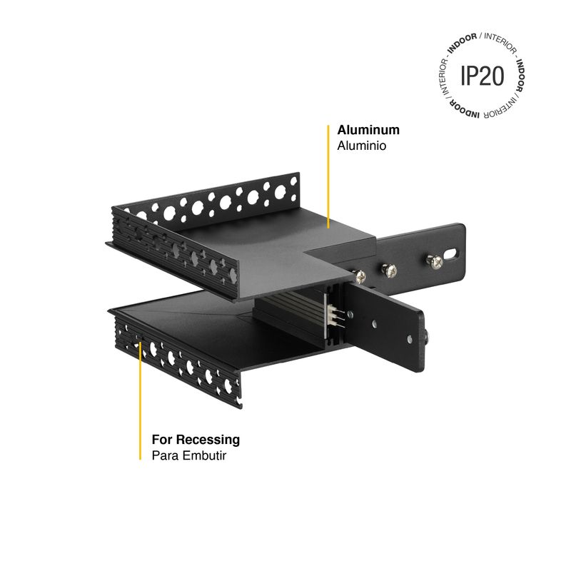 Outer Corner R-S Connector for Black Magnetic Lighting Track, Recessed, 90°