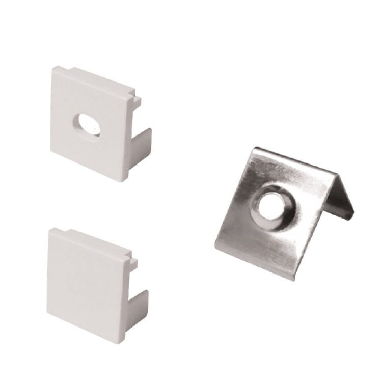 Kit of 2 Caps and 2 Clips for Aluminum Profile per-17-2m