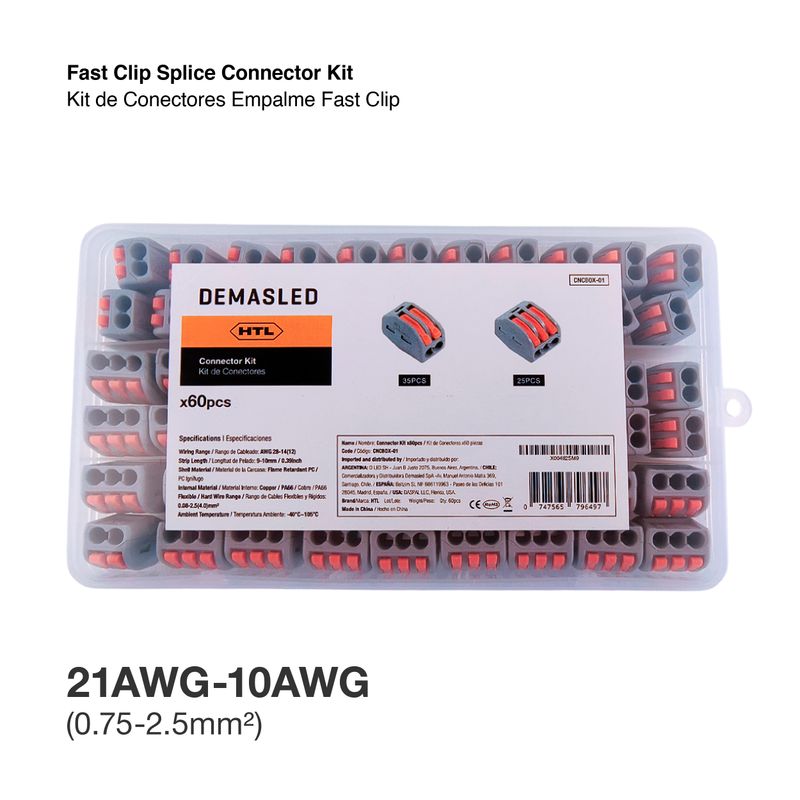 Fast Clip Splice Connector Kit 2 and 3 lever terminals x60 pieces