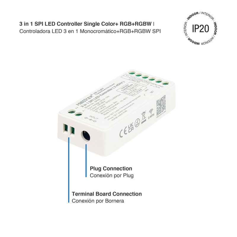 3 in 1 SPI LED Controller RGB+RGBW 5-24V 10A 2,4Ghz