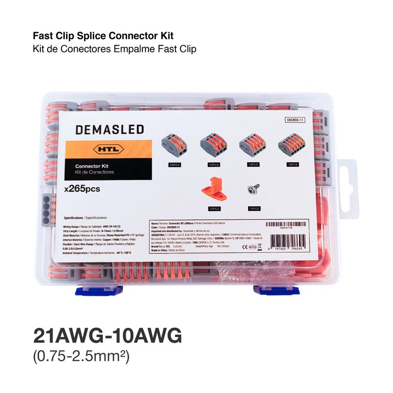 Fast Clip Splice Connector Kit 2, 3, 4 and 5 lever terminals x125 pieces