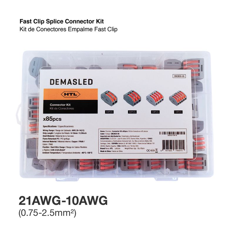 Fast Clip Splice Connector Kit 2, 3, 4 and 5 lever terminals x85 pieces