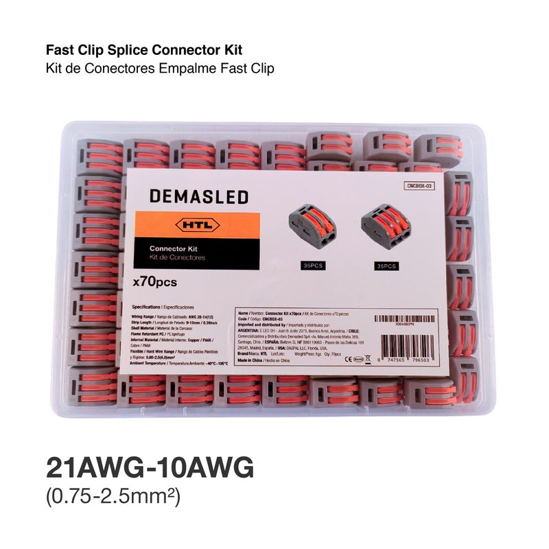 Fast Clip Splice Connector Kit 2 and 3 lever terminals x70 pieces