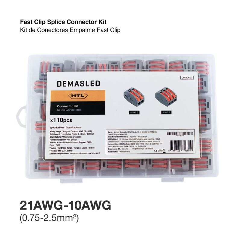 Fast Clip Splice Connector Kit 2 and 3 lever terminals x110 pieces