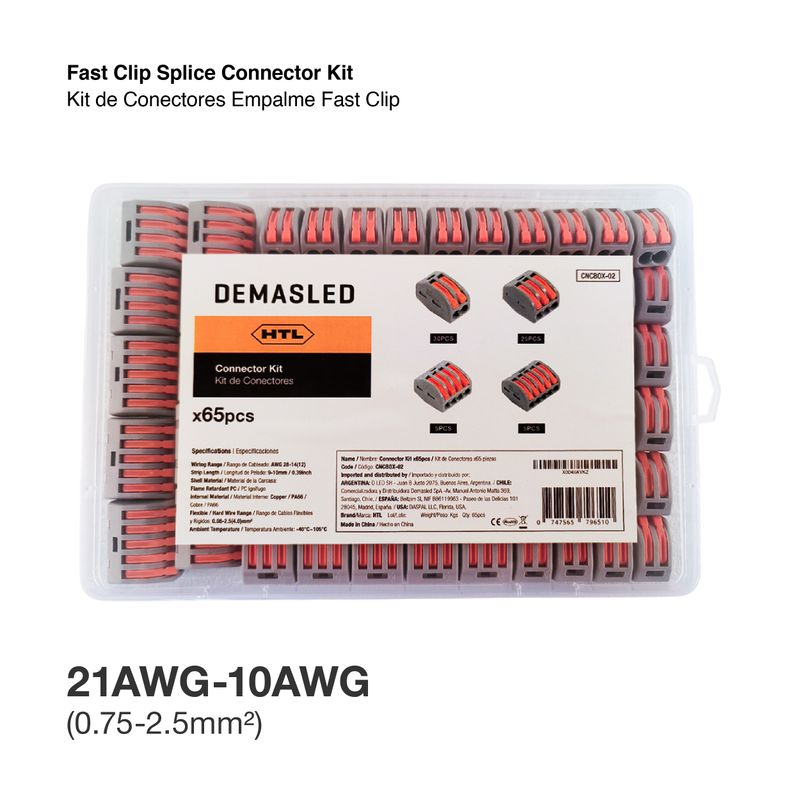 Fast Clip Splice Connector Kit 2, 3, 4 and 5 lever terminals x65 pieces