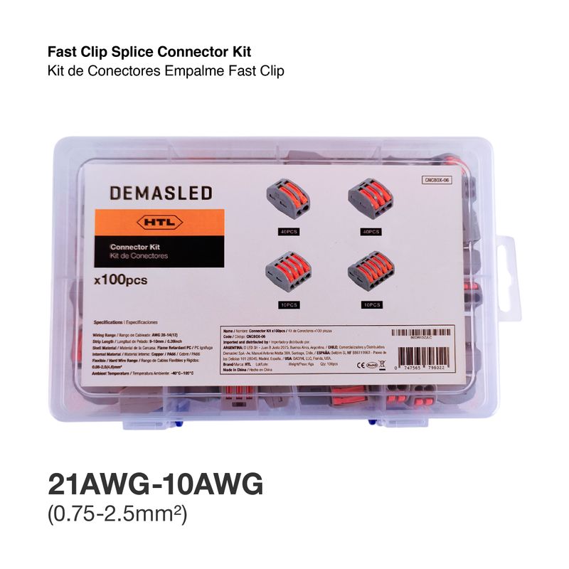 Fast Clip Splice Connector Kit 2, 3, 4 and 5 lever terminals x100 pieces