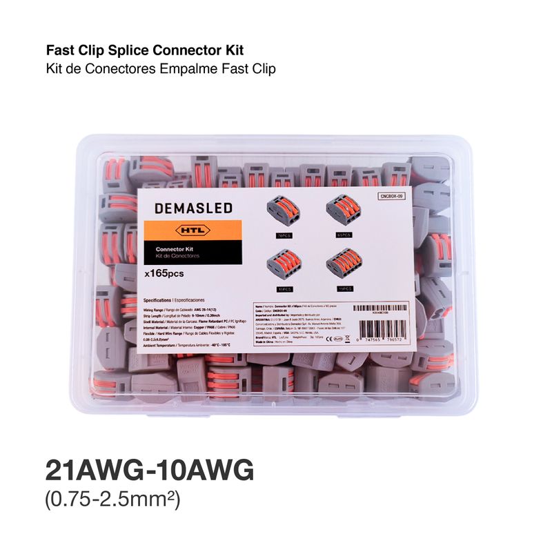 Fast Clip Splice Connector Kit 2, 3, 4 and 5 lever terminals x165 pieces