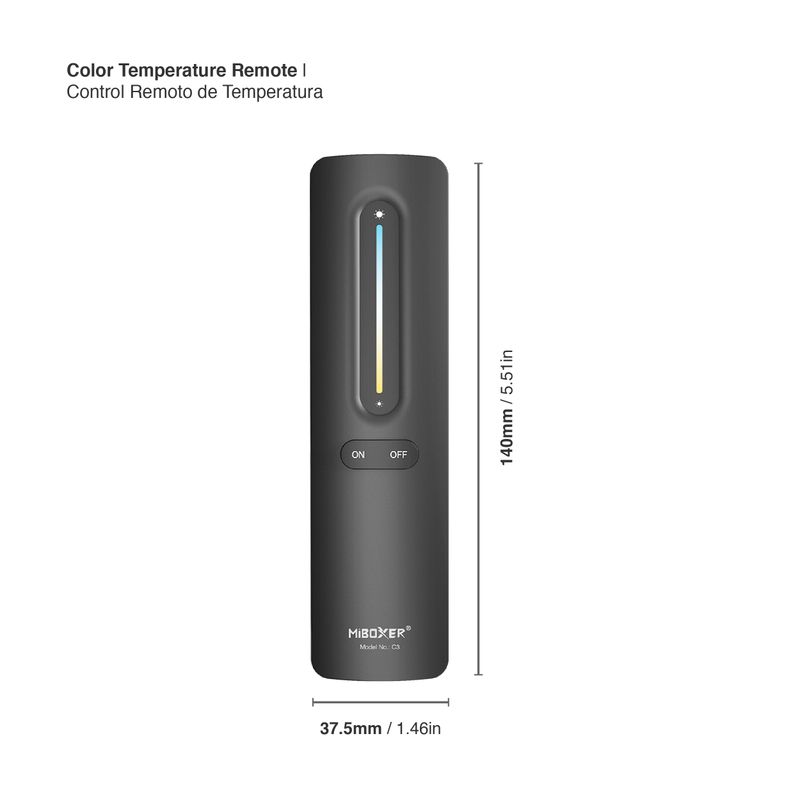 CCT LED Remote Control 3V 2.4GHz RF Touch, 100ft Range