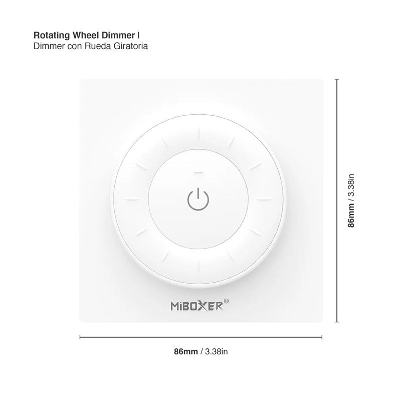 White Square CCT LED Remote Control 3V 2.4GHz RF Rotating Wheel 100ft Range