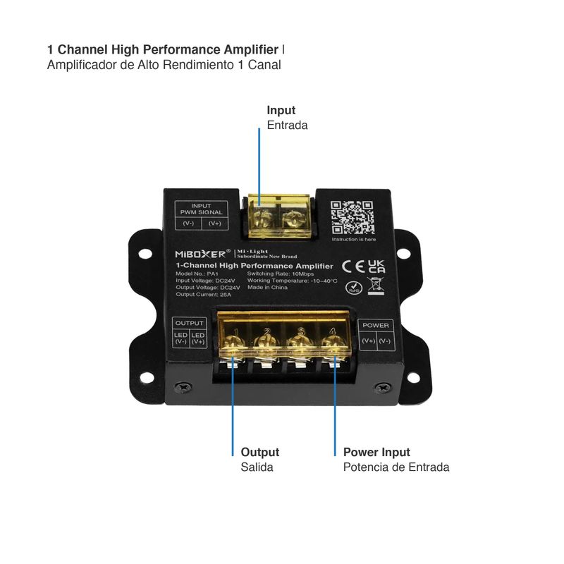 2-Channel LED Amplifier 24V 25A PWM, High-Speed Optocoupler