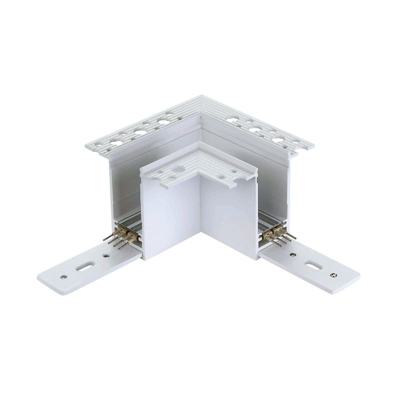 White L-Corner Connector for Recessed Magnetic Track