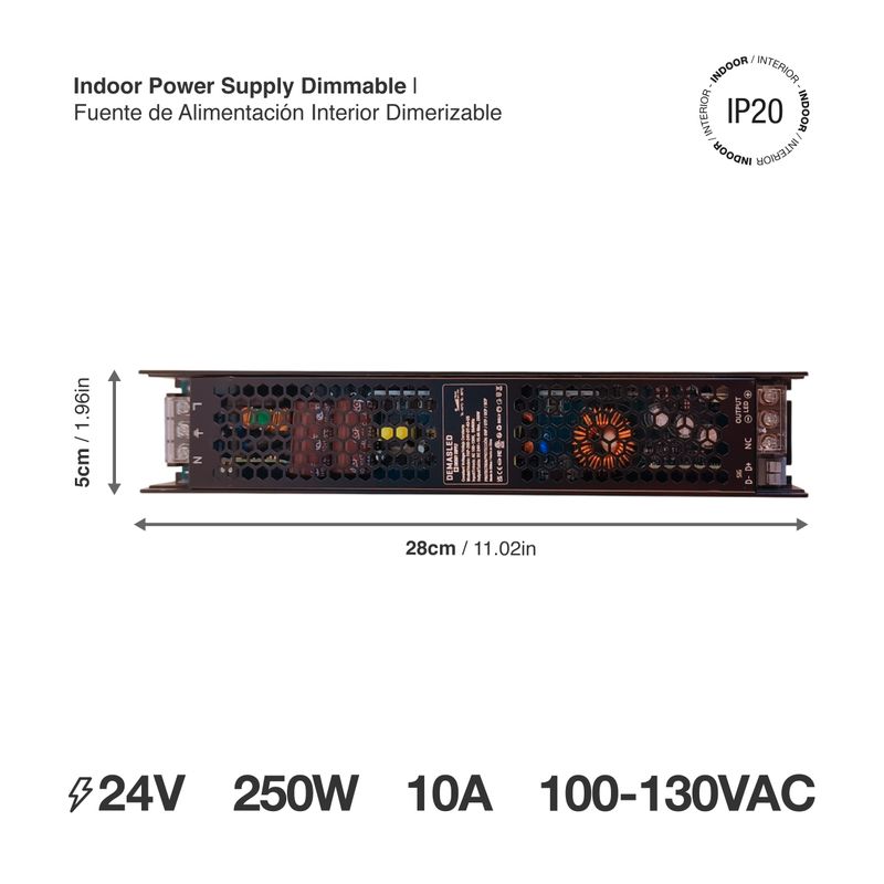 Dimmable Power Supply, Indoor, 24V 250W, ETL