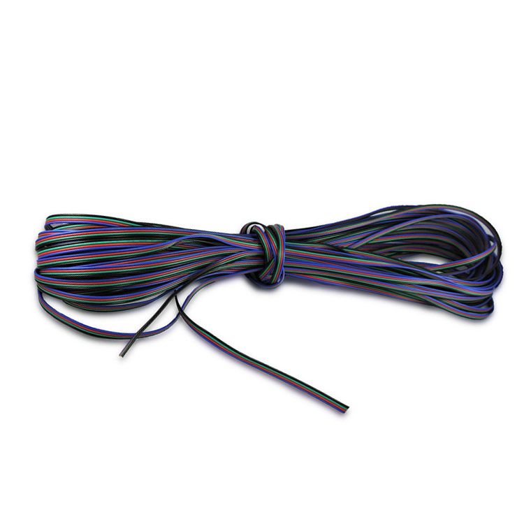 18 AWG Cable for RGB LED lights RGB+Black sleeve, 26.25 FT/ 8 M