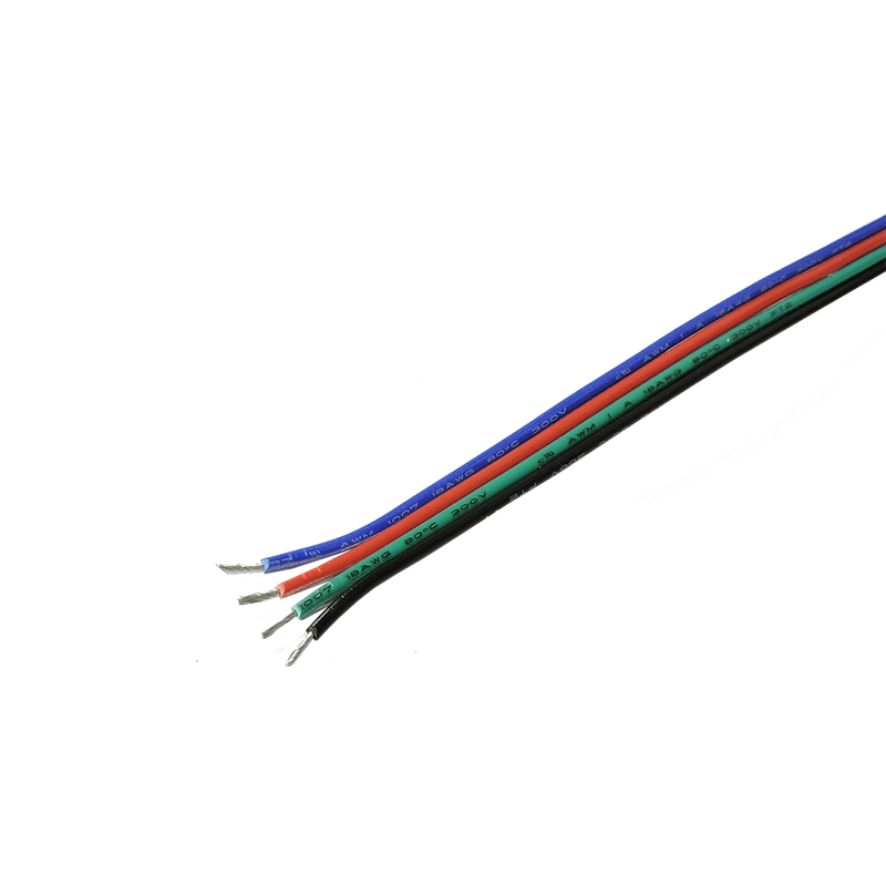 18 AWG Cable for RGB LED lights RGB+Black sleeve, 26.25 FT/ 8 M
