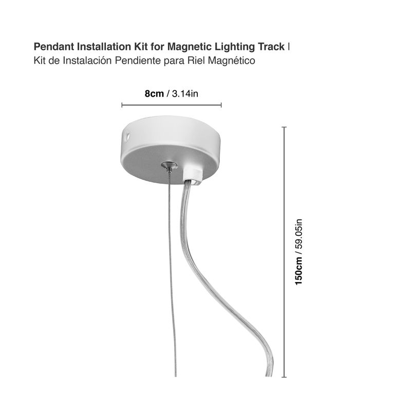 Installation Kit for White Magnetic Lighting Track, Pendant