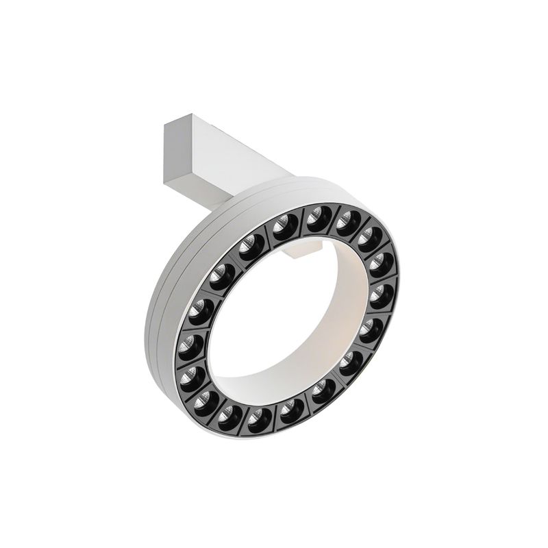 White Magnetic Round Track Light, 18W, Warm White 3000K, 90°, 1565lm