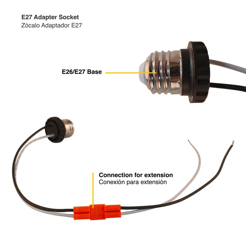 E27 adapter socket x 10 pcs, 40cm cable