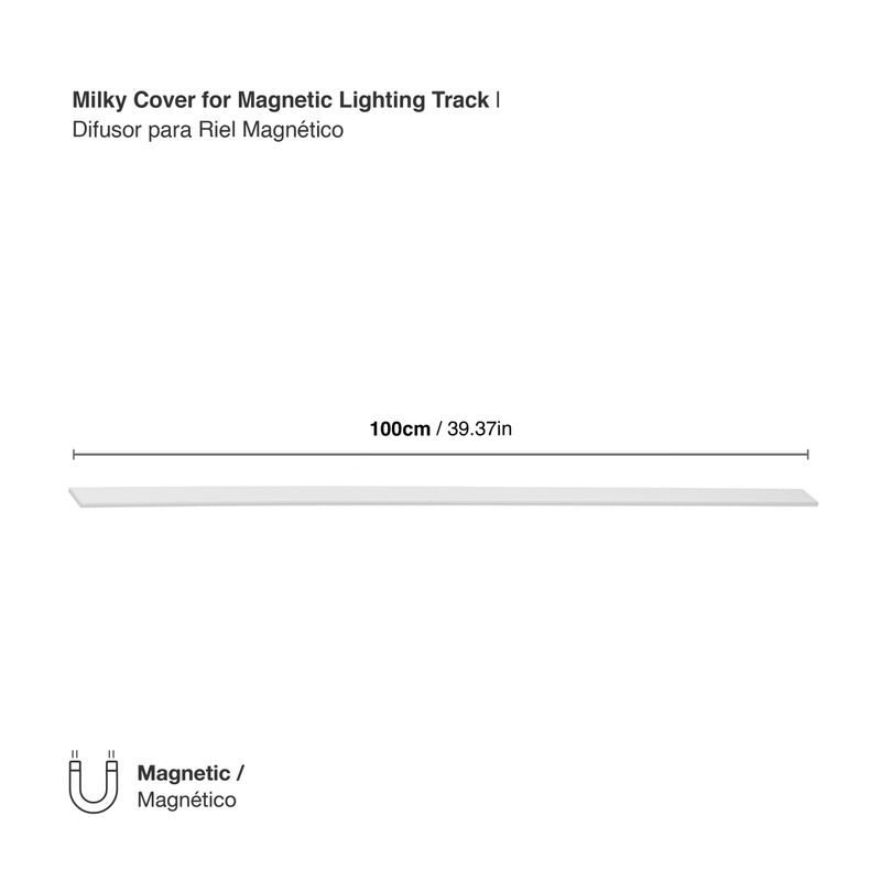 White Milky Cover for Surface Mounted Magnetic Lighting Track 1m, fits artmag-15