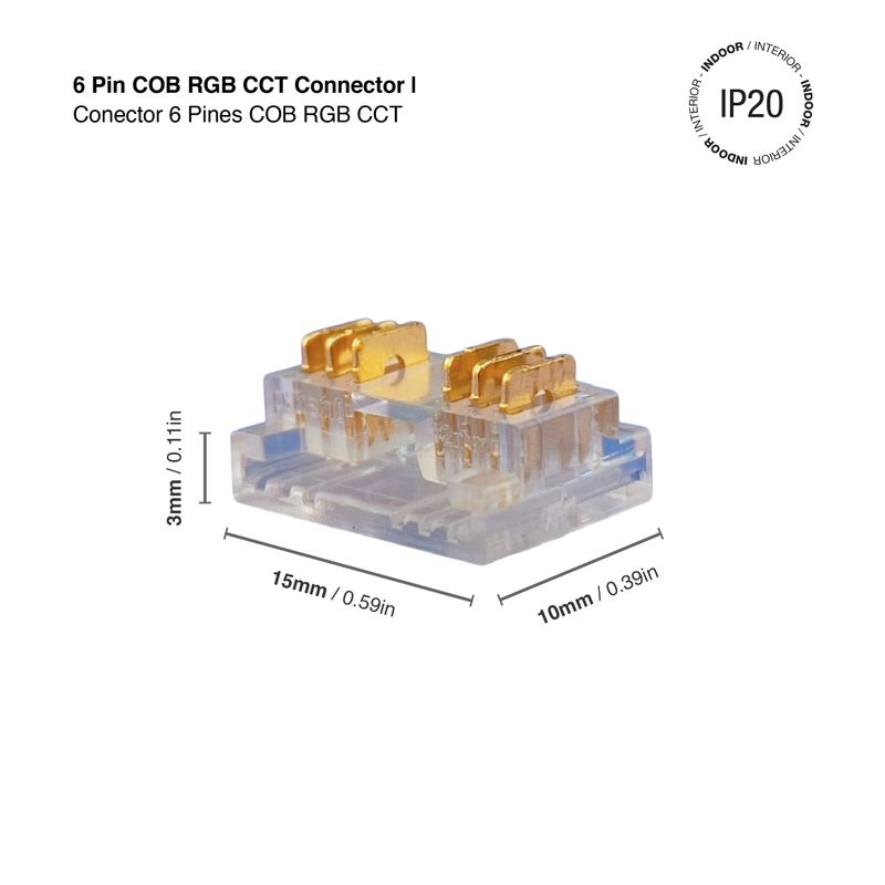 6 Pin 12 mm COB RGB CCT Connector
