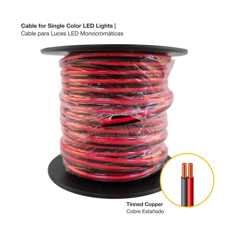 18AWG Cable, Single Color LED lights, 1mm, 48V Máx. x 82 FT/ 25 M