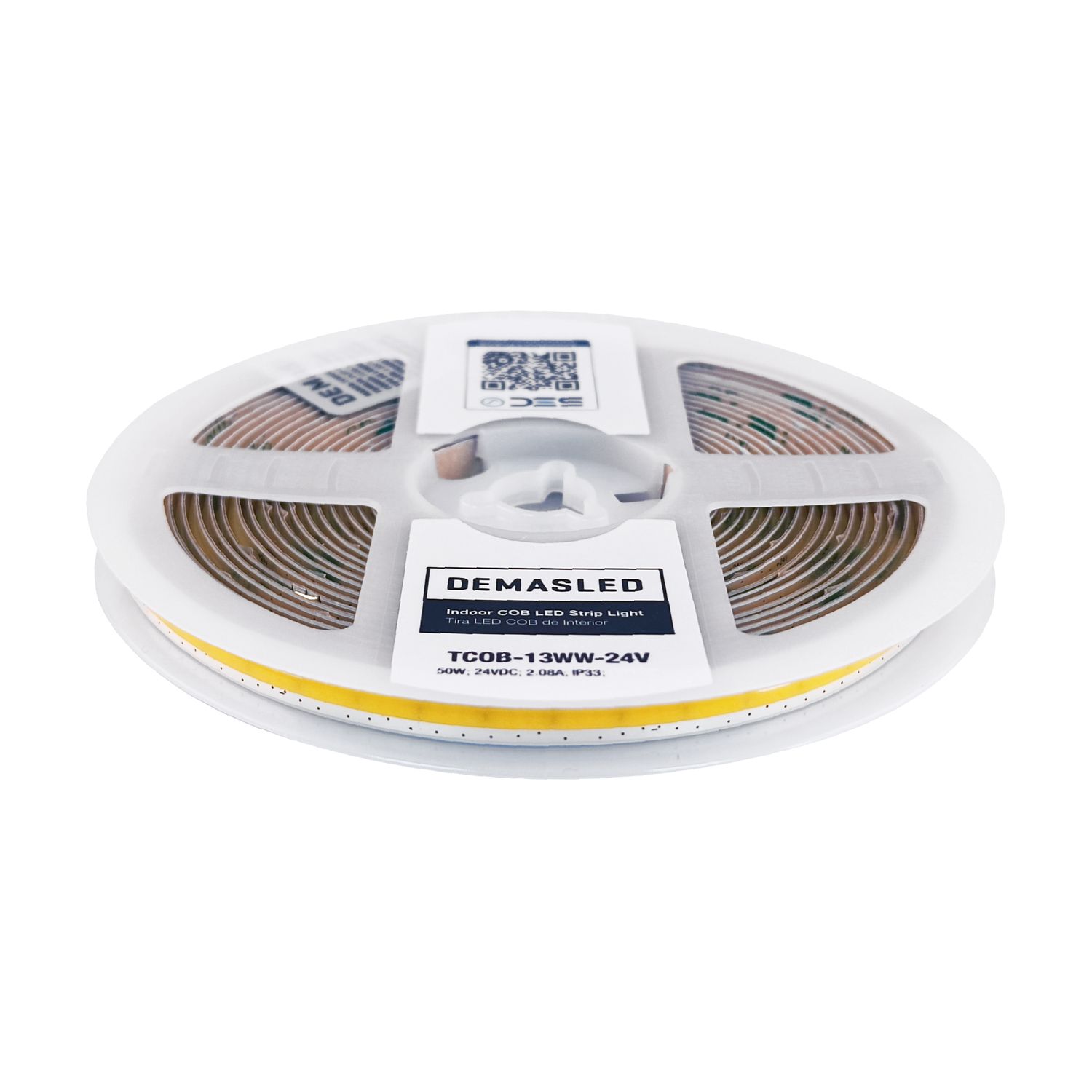 8mm COB LED Strip Freecut Warm White 3000K 24V 10W/m 850lm/m 528LED/m 16.4ft