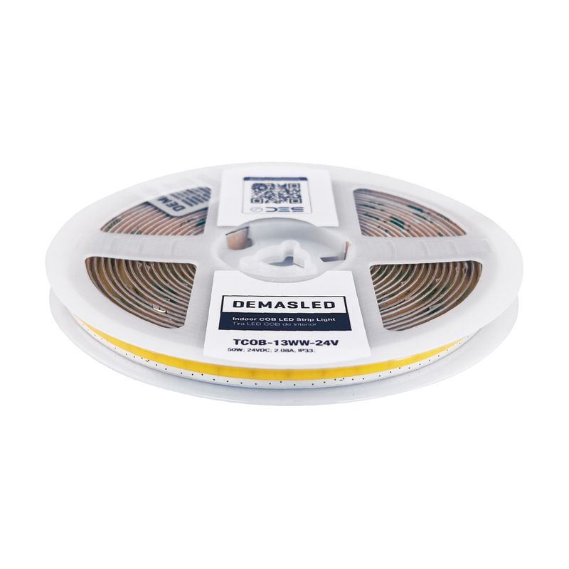 8mm COB LED Strip Freecut Warm White 3000K 24V 10W/m 850lm/m 528LED/m 16.4ft