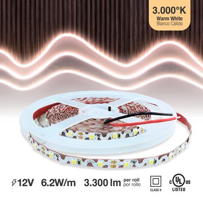 6mm SMD2835 S-Shape LED Strip Warm White 2800-3200°K 12V 5.3W/m 512lm/m 60LED/m 16.4ft