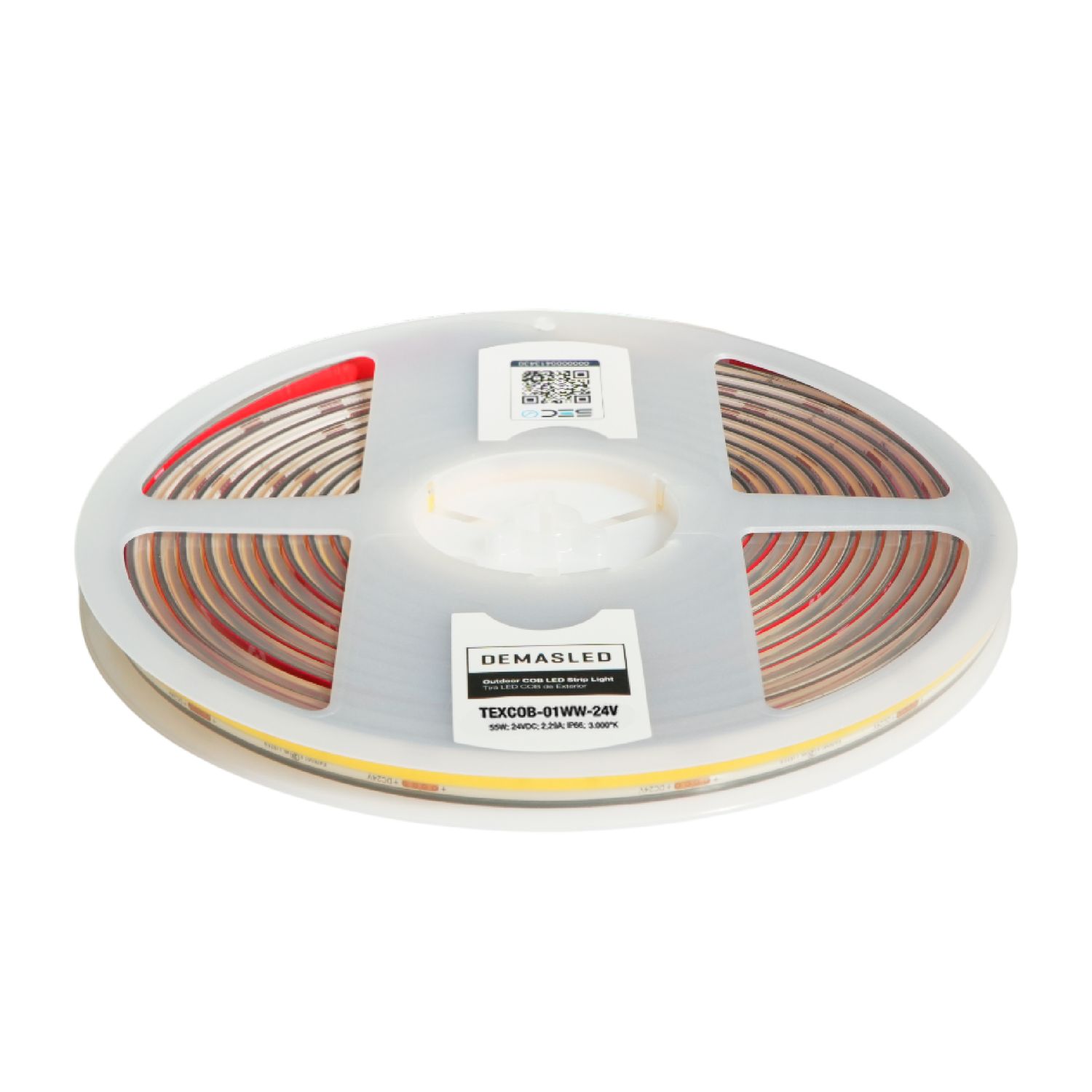 8mm COB LED Strip Warm White 3000°K 24V 11W/m 924lm/m 480LED/m IP65 16.4ft 