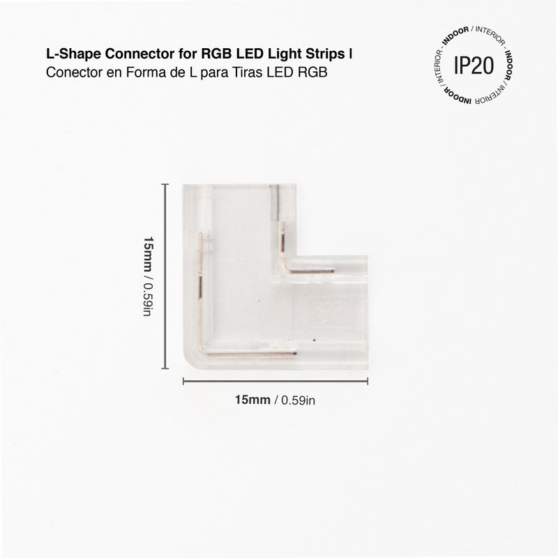 L-shape connector for high density (240 led strip) and COB strip, 2 Pin, 8mm, IP20