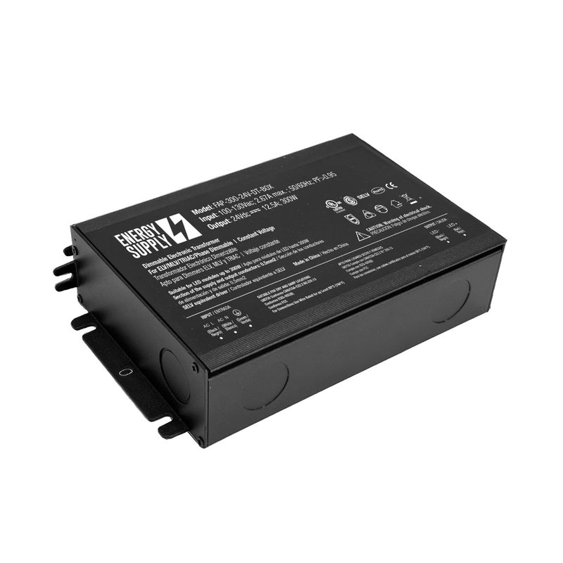 24V 300W 12.5A LED Power Supply with Junction Box, TRIAC/MLV/ELV Dimmable, IP54, UL