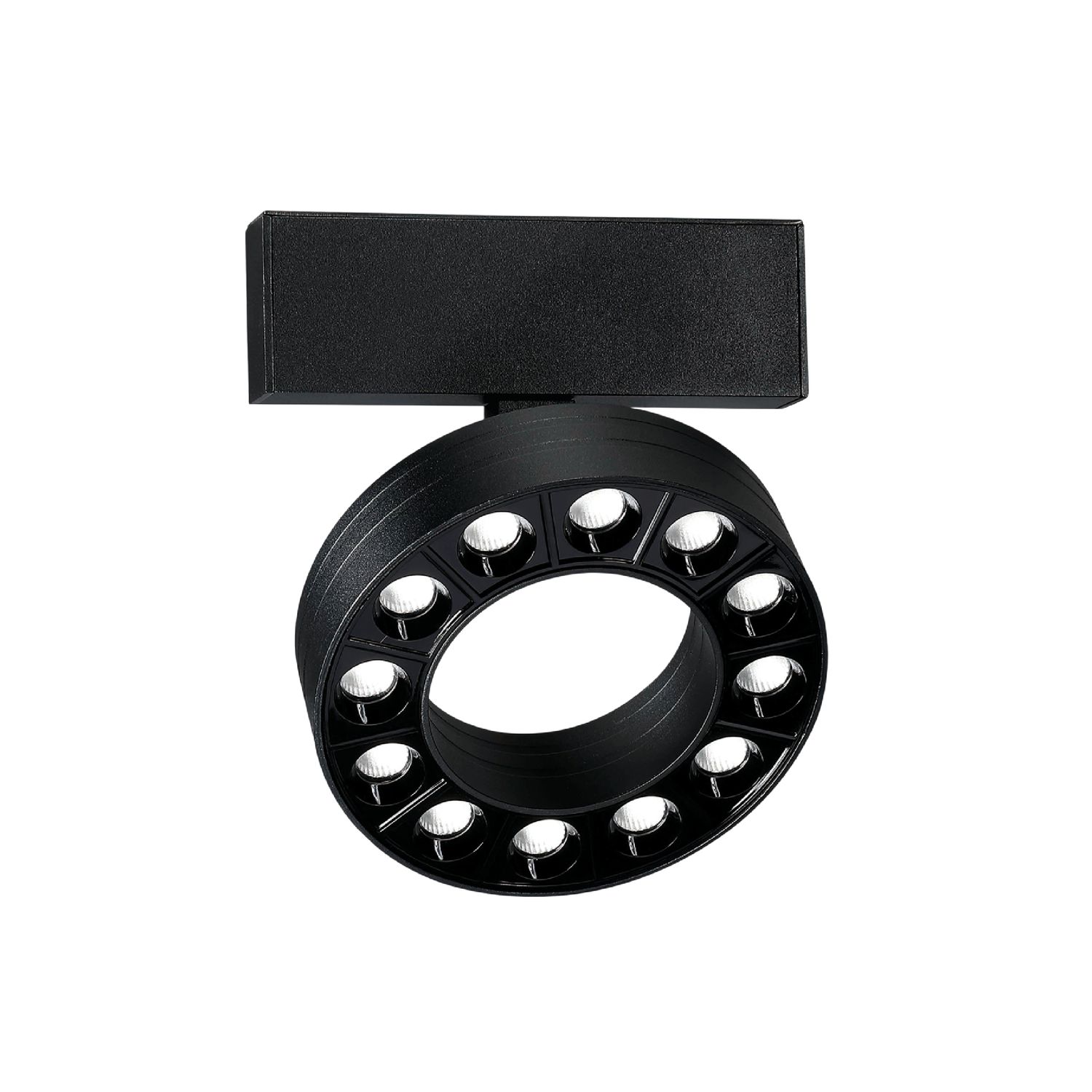 Black Magnetic Round Track LED Light, 12W, Warm White 3000K