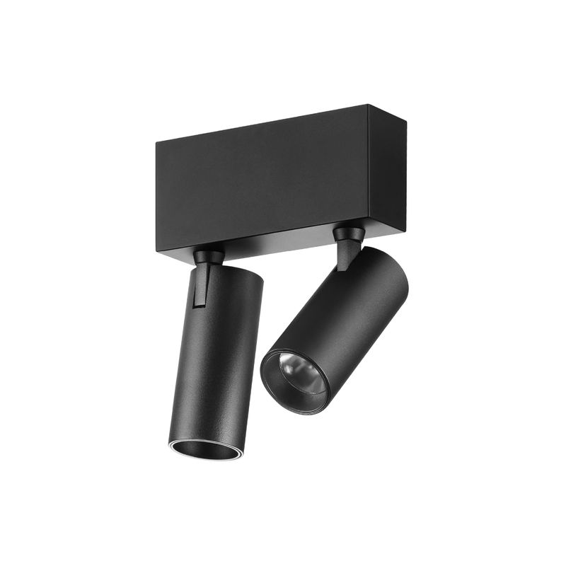 Black Magnetic Track LED Light, 2 Spots Multidirectional, 5W, Neutral White 4000K