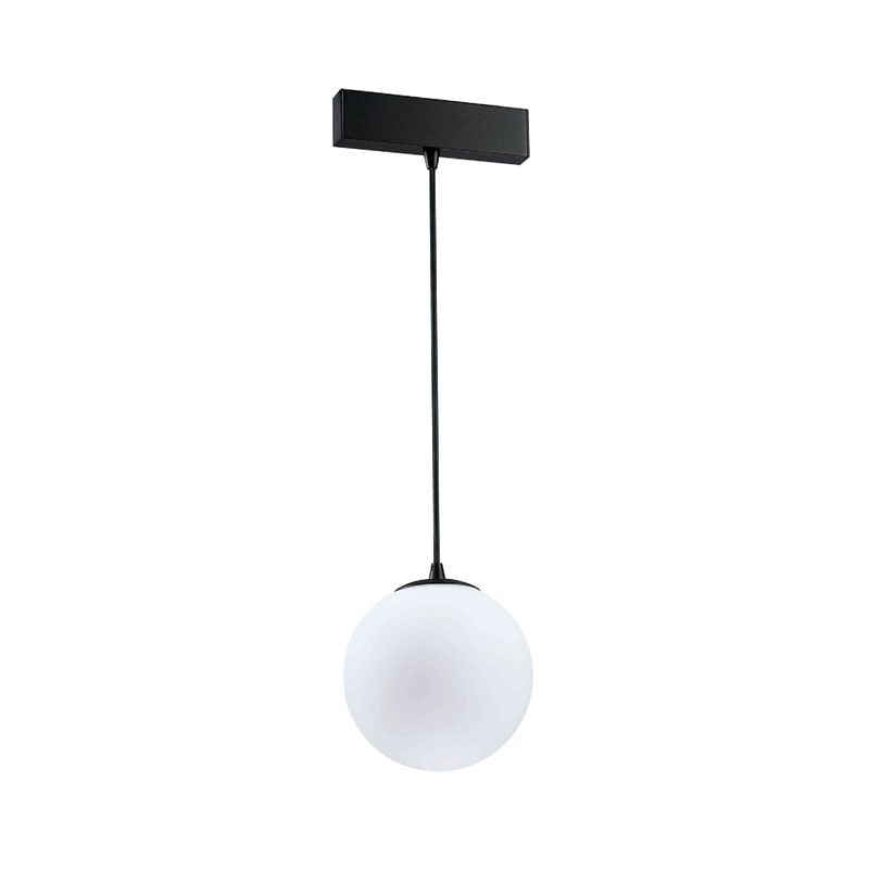 Black Magnetic Track LED Light, Opal Globe Hanging, 5W, Neutral White 4000K