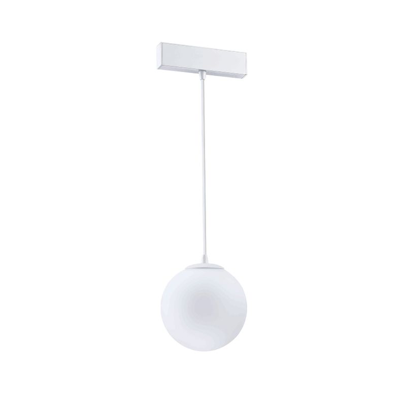 White Magnetic Track LED Light, Opal Globe Hanging, 5W, Warm White 3000K