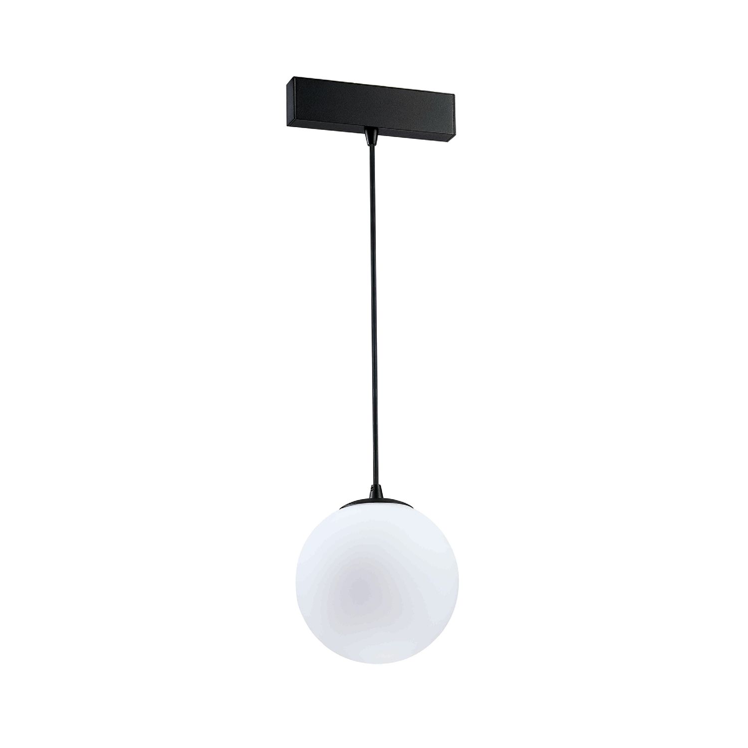 Black Magnetic Track LED Light, Opal Globe Hanging, 5W, Warm White 3000K