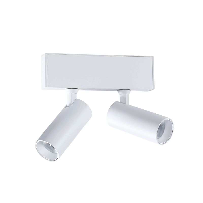 White Magnetic Track LED Light, 2 Spots Multidirectional, 5W, Warm White 3000K