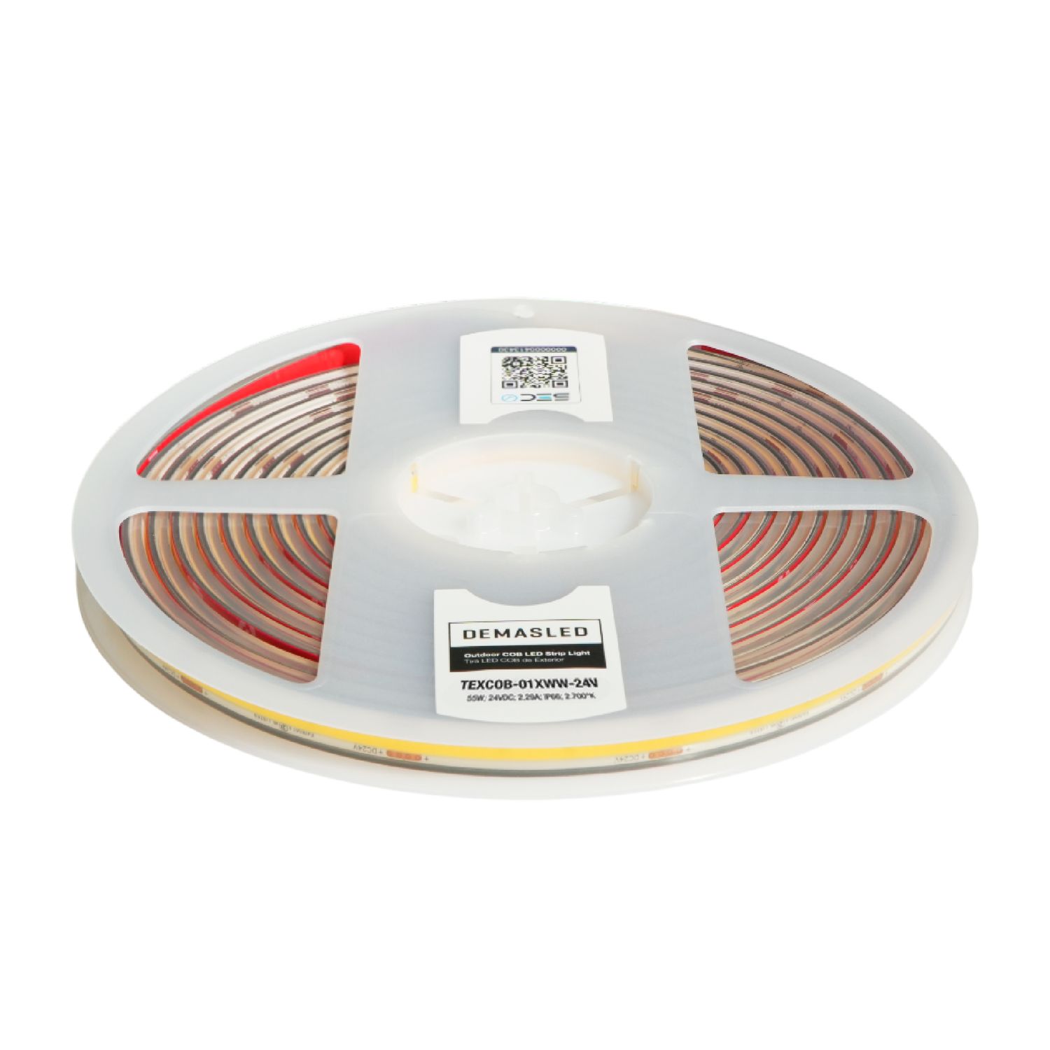 8mm COB LED Strip Extra Warm White 2700°K 24V 11W/m 902lm/m 480LED/m IP65 16.4ft