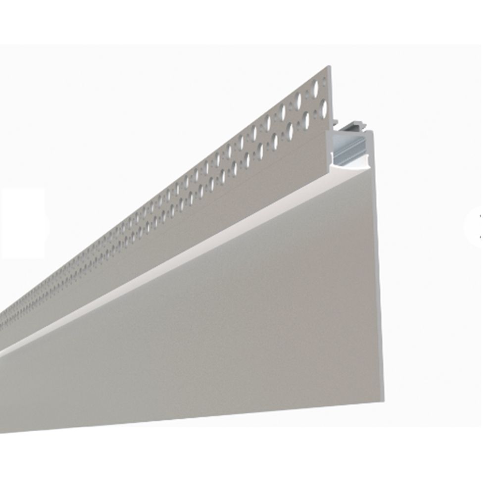 Plaster-In Baseboard LED Aluminum Profile with Diffuser, for 5–12mm LED Strip, 120x15mm x 2.5m